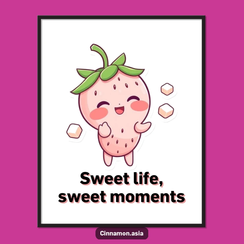 Free Printable Strawberry Juggling Wall Art - Whimsical Downloadable Decor