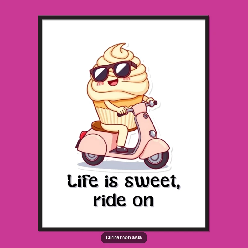 Free Printable Cupcake Scooter Wall Art - Quirky Downloadable Decor for Any Room