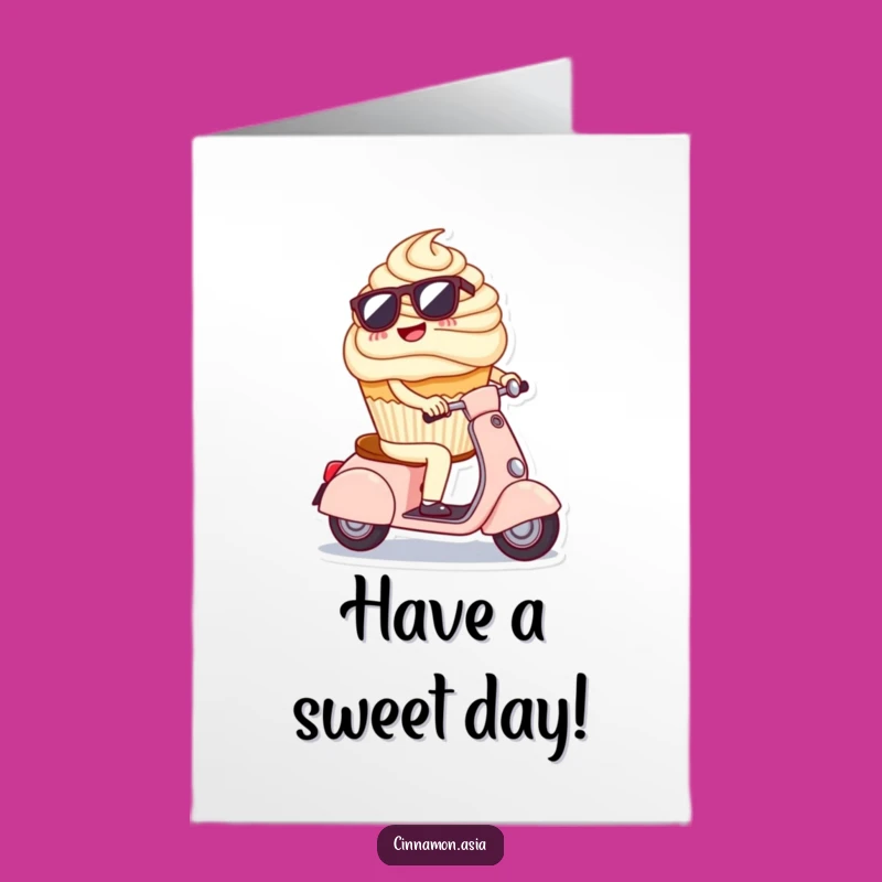 Free Printable Cupcake Scooter Birthday Card - Cool Downloadable Gift for Party Riders